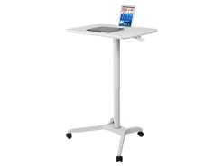 Mount-It! MI-7975 Standing Mobile Laptop Cart Workstation, 29-15/16”H x 28”W x 21-1/8”D, White