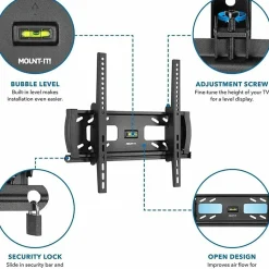 Mount-It! MI-2244T Lockable Anti-Theft TV Wall Mount, 7"H x 21"W x 2"D, Black
