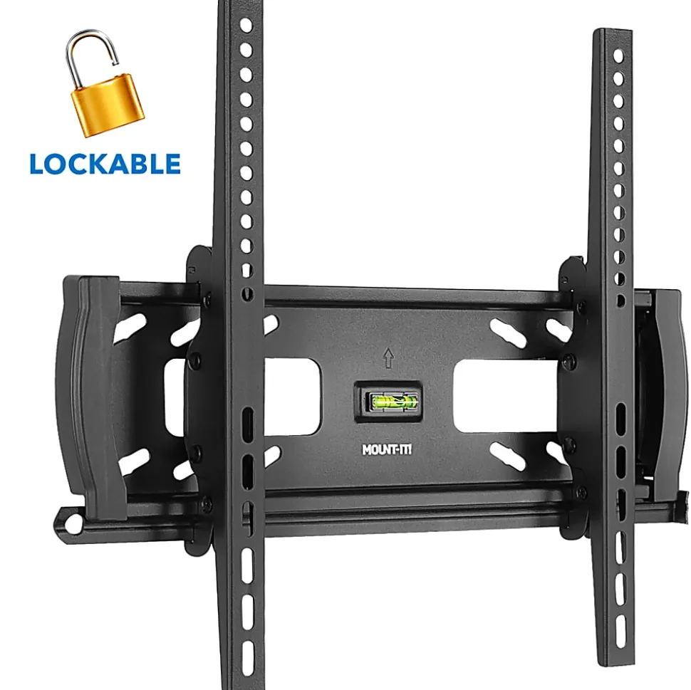 Mount-It! MI-2244T Lockable Anti-Theft TV Wall Mount, 7"H x 21"W x 2"D, Black