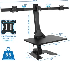 Mount-It! MI-7983 Triple-Monitor Electric Standing Desk Riser, Black