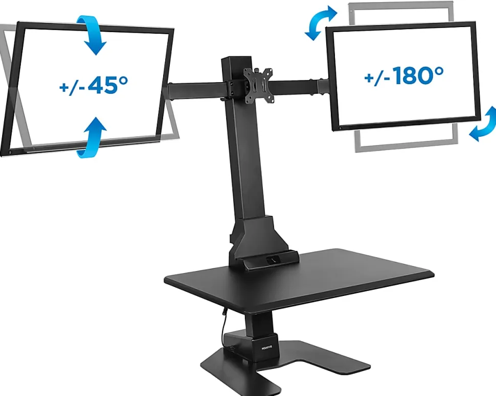 Mount-It! MI-7983 Triple-Monitor Electric Standing Desk Riser, Black