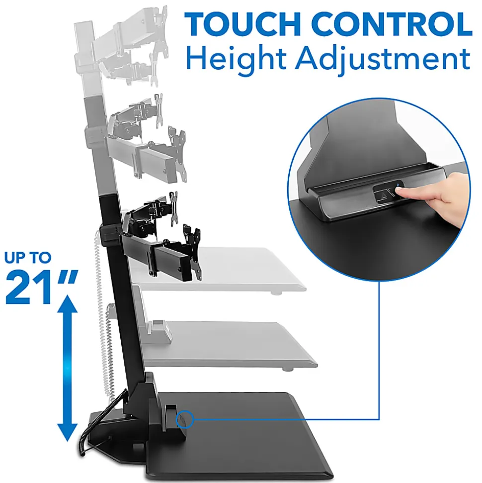 Mount-It! MI-7983 Triple-Monitor Electric Standing Desk Riser, Black