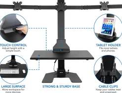 Mount-It! MI-7983 Triple-Monitor Electric Standing Desk Riser, Black