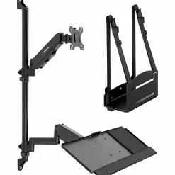 Mount-It! MI-7991 Wall-Mount Workstation With Monitor Mount, Keyboard Tray And CPU Holder, 37