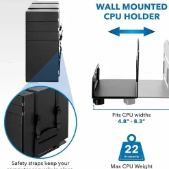 Mount-It! MI-7991 Wall-Mount Workstation With Monitor Mount, Keyboard Tray And CPU Holder, 37