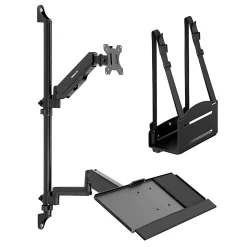 Mount-It! MI-7991 Wall-Mount Workstation With Monitor Mount, Keyboard Tray And CPU Holder, 37