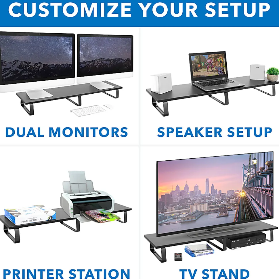 Mount-It! MI-7267 40"W Dual-Monitor Desk Riser, Black