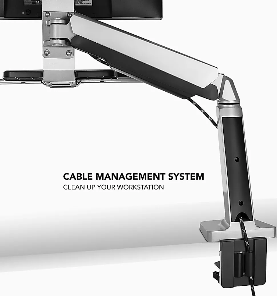 Mount-It! MI-7903 36"W Sit-Stand Workstation For Single Monitor And Keyboard, Silver