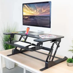 Mount-It! MI-7926 36.2"W Standing Desk Converter With Gas Spring Riser, Black