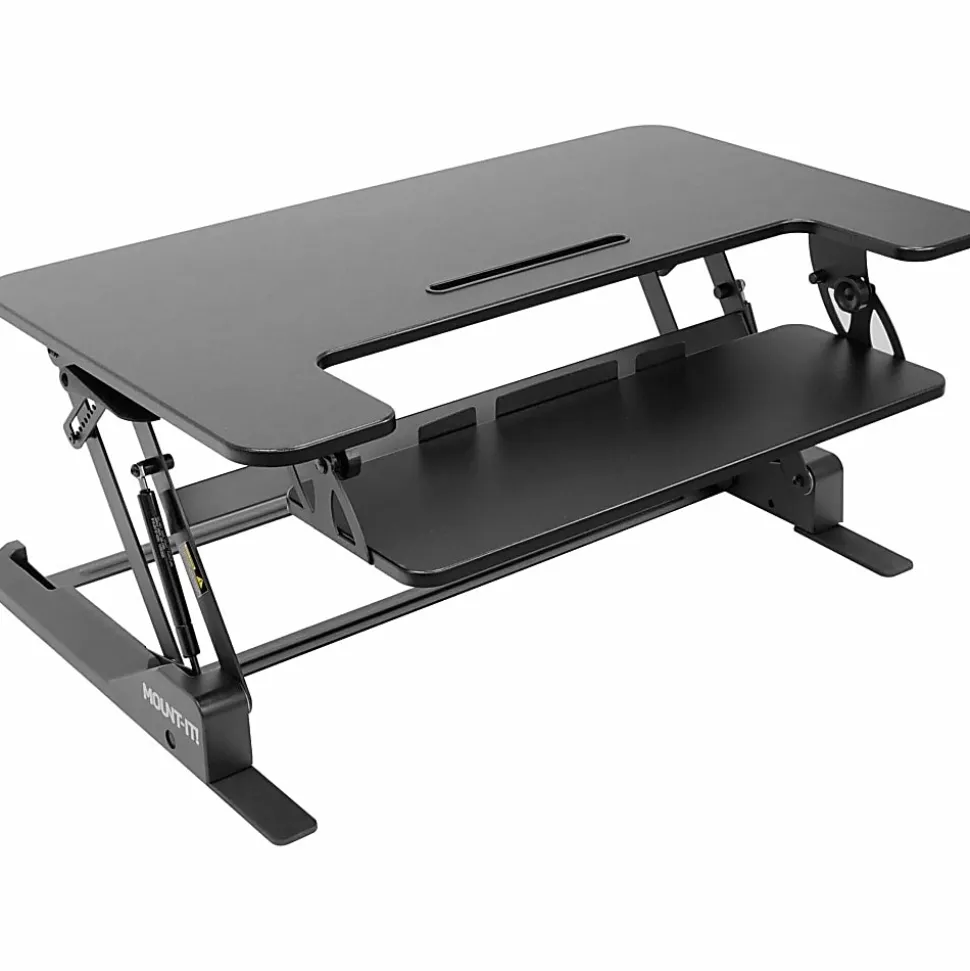Mount-It! MI-7926 36.2"W Standing Desk Converter With Gas Spring Riser, Black