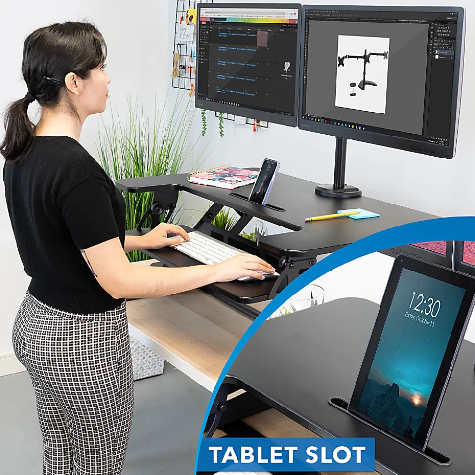 Mount-It! MI-7934 22"W Standing Desk Converter With Dual-Monitor Mount, Black
