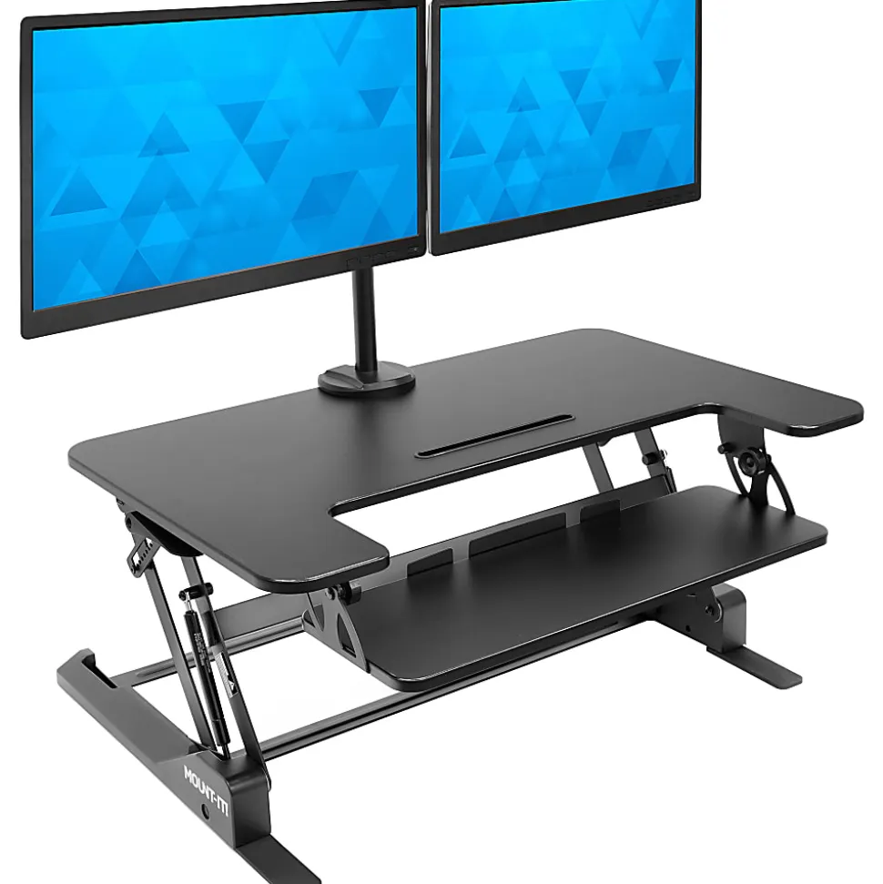 Mount-It! MI-7934 22"W Standing Desk Converter With Dual-Monitor Mount, Black