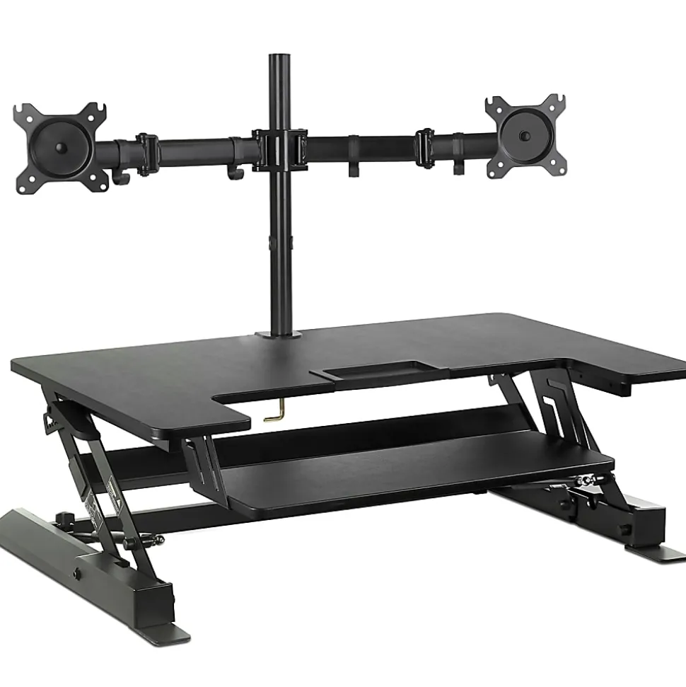 Mount-It! MI-7934 22"W Standing Desk Converter With Dual-Monitor Mount, Black