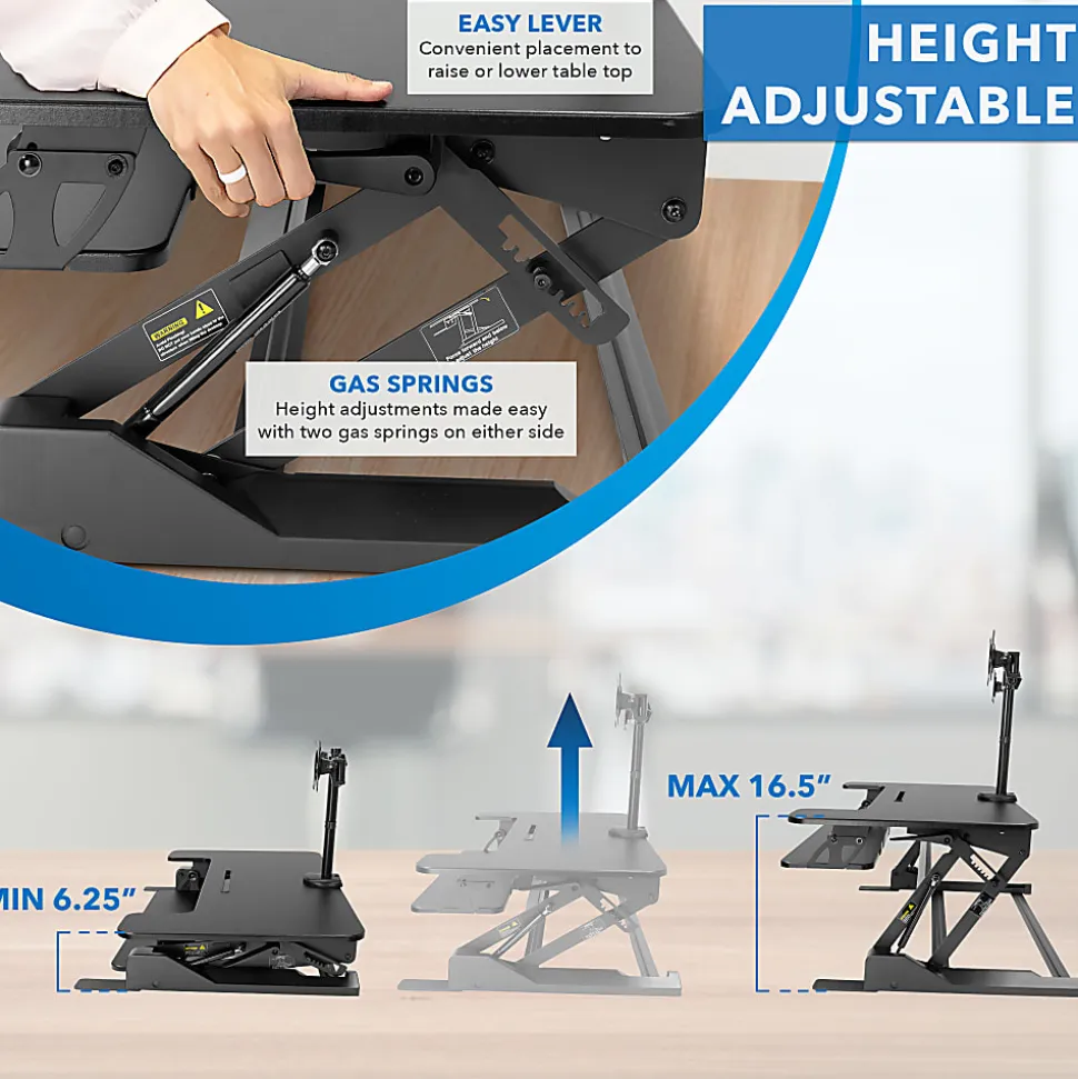Mount-It! MI-7934 22"W Standing Desk Converter With Dual-Monitor Mount, Black