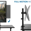 Mount-It! Mobile Computer Workstation With Monitor Mount, 54"H x 27-1/2"W x 26"D, Black