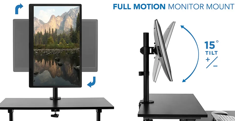 Mount-It! Mobile Computer Workstation With Monitor Mount, 54"H x 27-1/2"W x 26"D, Black