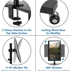 Mount-It! Mobile Computer Workstation With Monitor Mount, 54