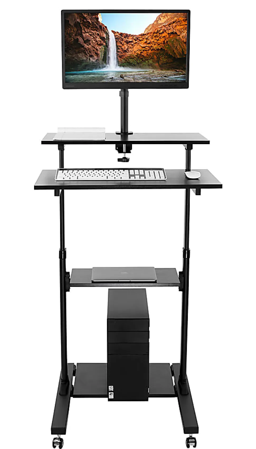 Mount-It! Mobile Computer Workstation With Monitor Mount, 54"H x 27-1/2"W x 26"D, Black