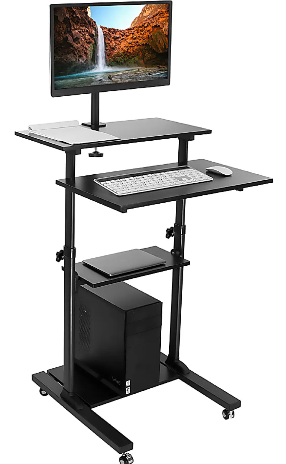 Mount-It! Mobile Computer Workstation With Monitor Mount, 54"H x 27-1/2"W x 26"D, Black