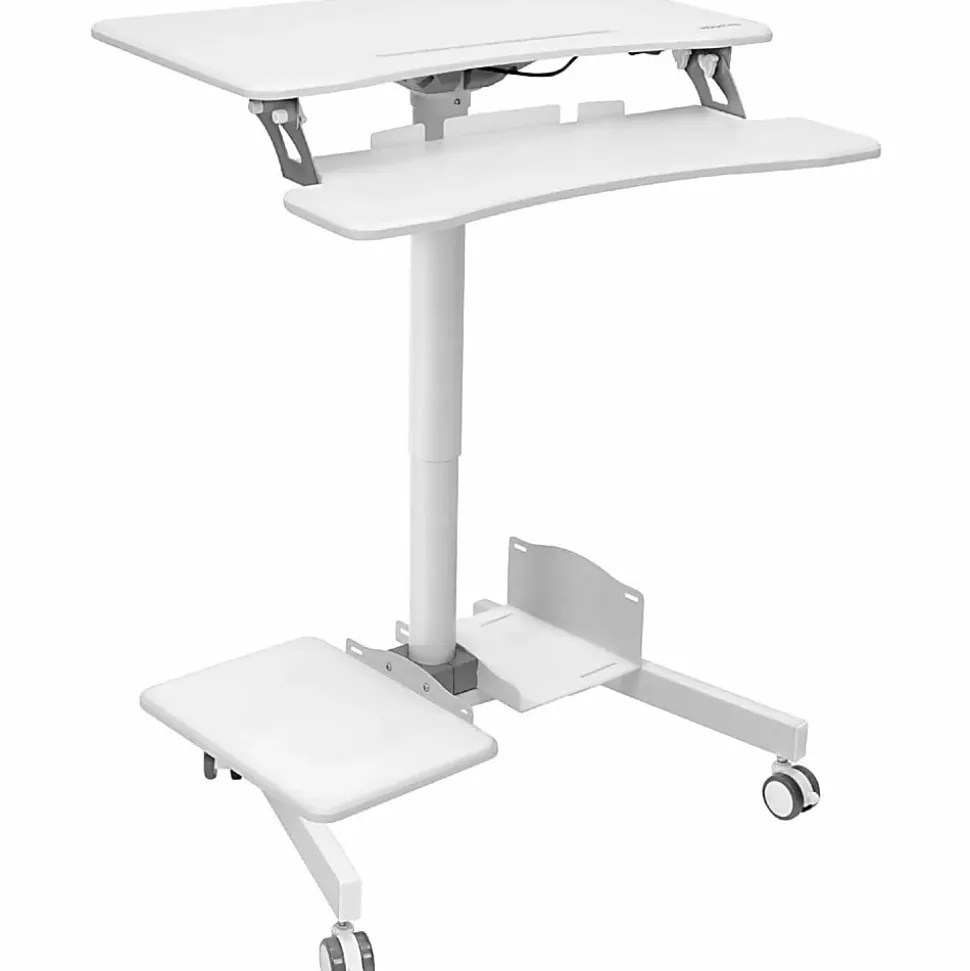 Mount-It! Mobile Sit-Stand Computer Workstation, 43-5/16"H x 28"W x 23"D, White