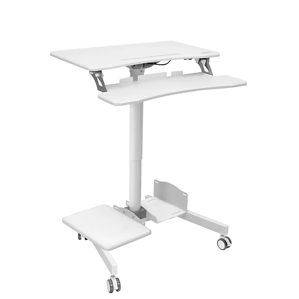 Mount-It! Mobile Sit-Stand Computer Workstation, 43-5/16"H x 28"W x 23"D, White