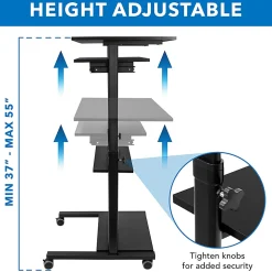 Mount-It! Mobile Standing Desk Workstation With Retractable Keyboard, 55