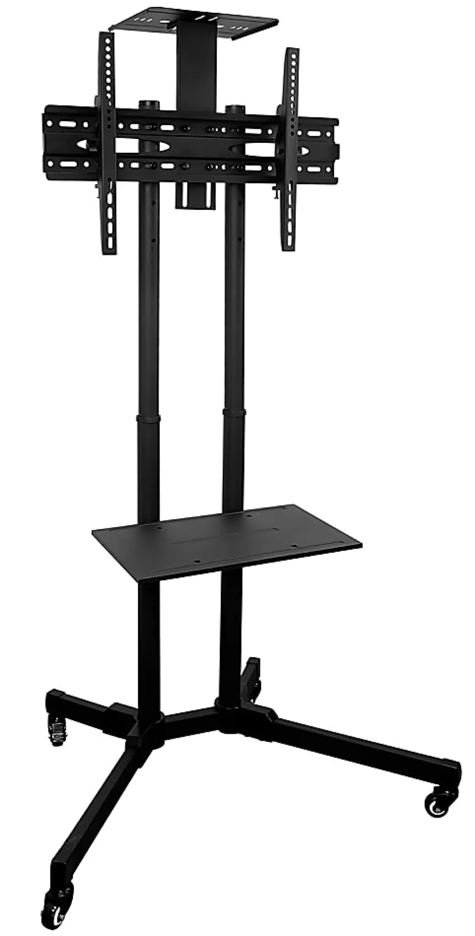 Mount-It! Mobile TV Stand With Rolling Casters And Shelf For 37” - 70” Displays, 70"H x 35"W x 25"D, Black