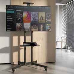 Mount-It! Mobile TV Stand With Rolling Casters And Shelf For 37” - 70” Displays, 70