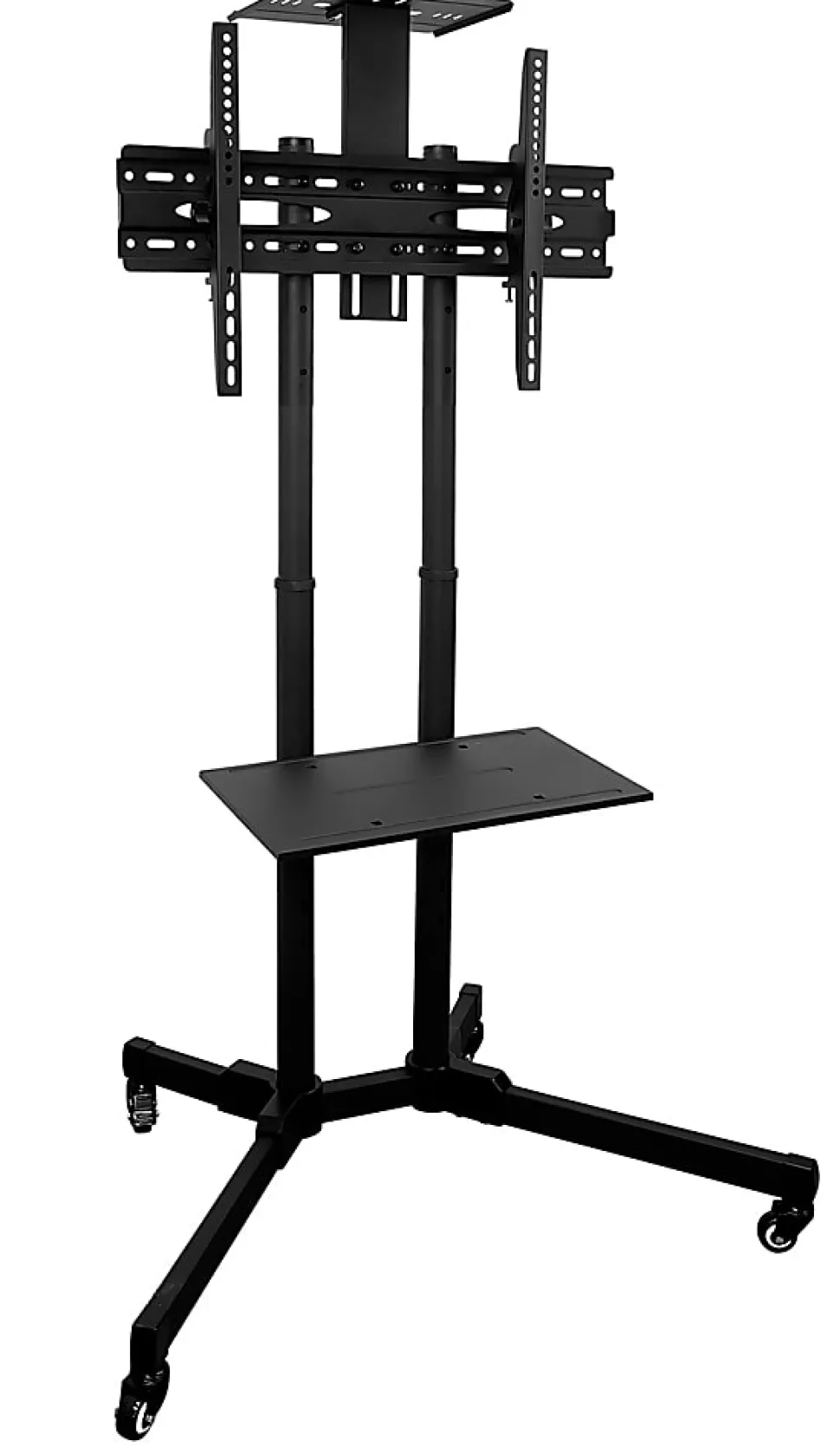 Mount-It! Mobile TV Stand With Rolling Casters And Shelf For 37” - 70” Displays, 70"H x 35"W x 25"D, Black