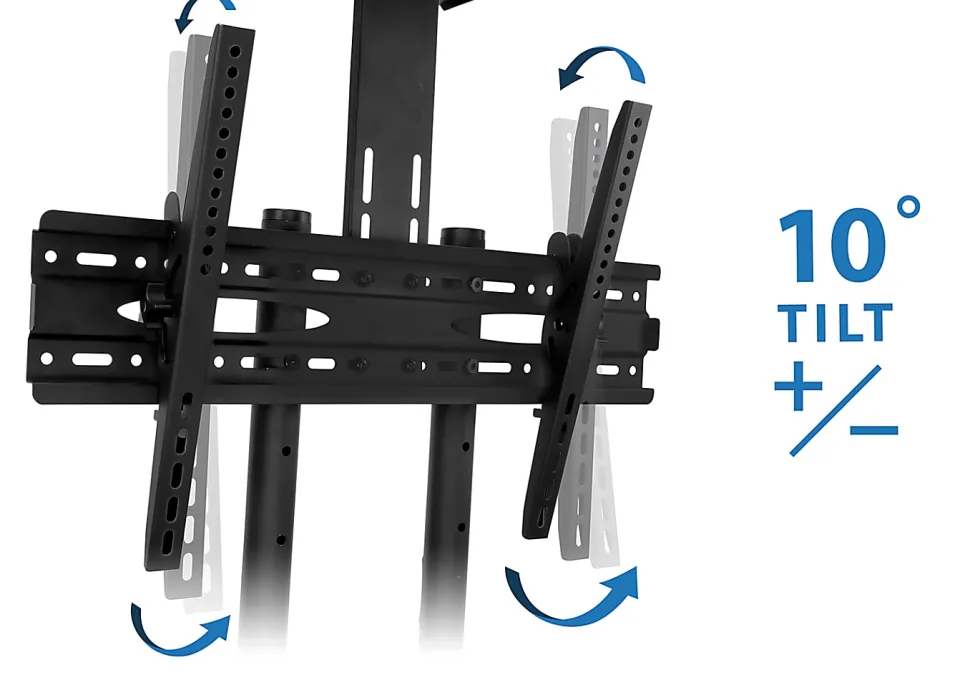 Mount-It! Mobile TV Stand With Rolling Casters And Shelf For 37” - 70” Displays, 70"H x 35"W x 25"D, Black