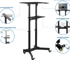 Mount-It! Portable Presentation Lectern, 48.75”H x 25.5”W x 17”D, Black