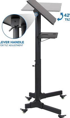 Mount-It! Portable Presentation Lectern, 48.75”H x 25.5”W x 17”D, Black
