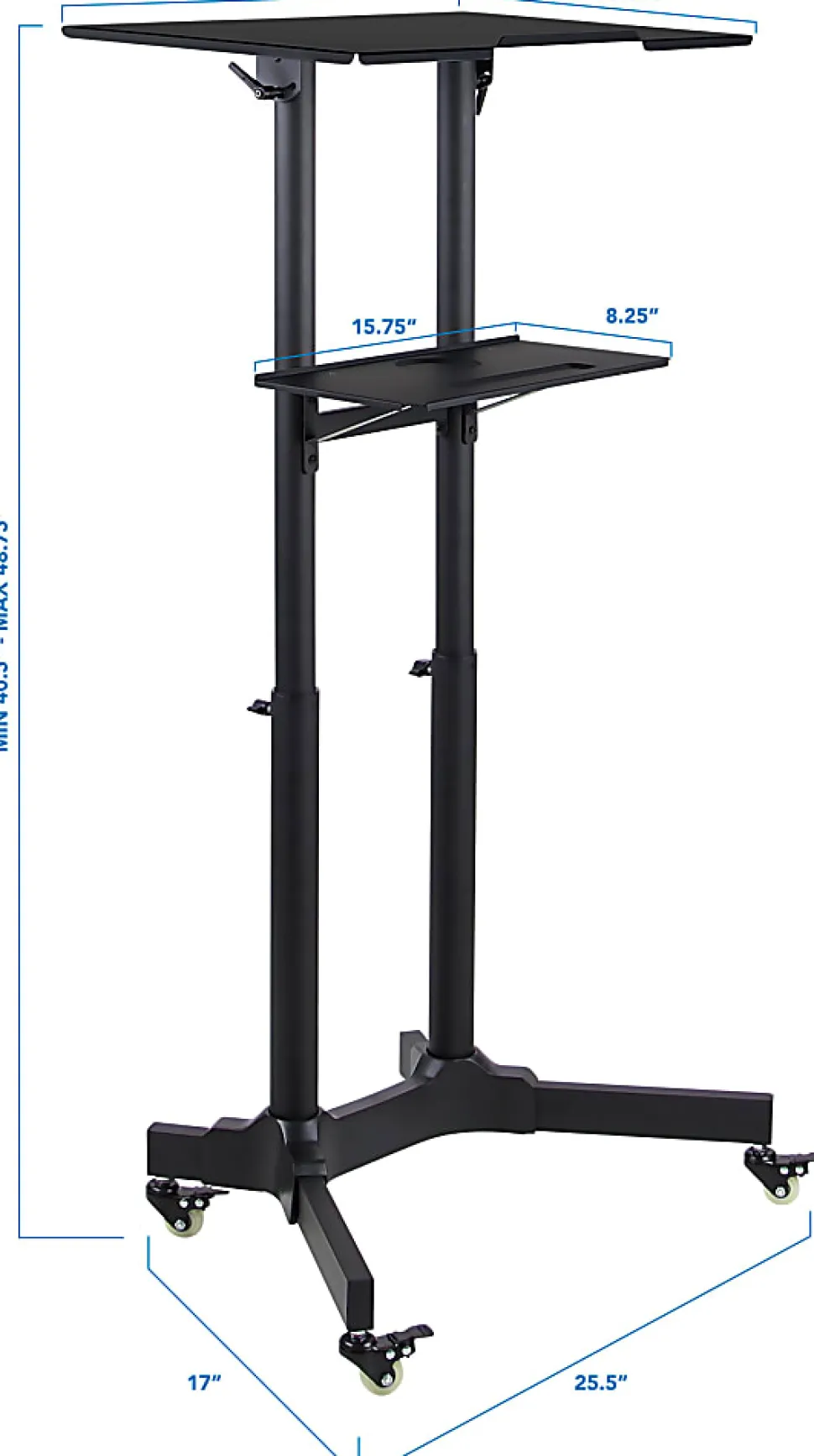 Mount-It! Portable Presentation Lectern, 48.75”H x 25.5”W x 17”D, Black