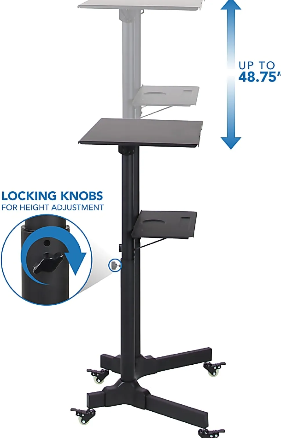 Mount-It! Portable Presentation Lectern, 48.75”H x 25.5”W x 17”D, Black