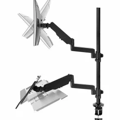 Mount-It! Single 32” Monitor Sit-Stand Desk Mount with Keyboard Tray, Black