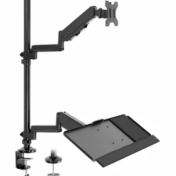 Mount-It! Single 32” Monitor Sit-Stand Desk Mount with Keyboard Tray, Black