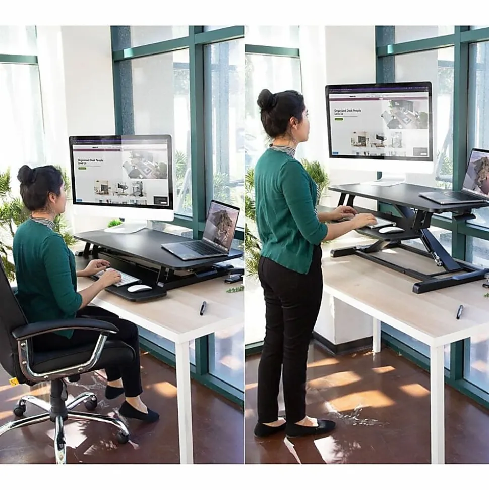 Mount-It! Standing Desk Converter With Adjustable Height, Black
