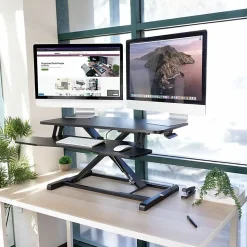 Mount-It! Standing Desk Converter With Adjustable Height, Black