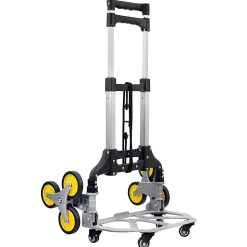 Mount-It! Steel Tri-Wheel Stair Climber Hand Truck, 42"H x 15-1/4"W x 17"D, Silver/Yellow/Black