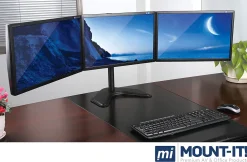 Mount-It! Triple Monitor Desk Stand, Black, MI-2789