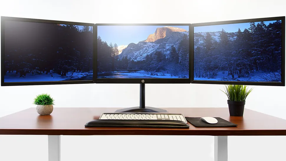 Mount-It! Triple Monitor Desk Stand, Black, MI-2789