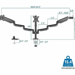 Mount-It! 27” Triple Monitor Mount With Gas Spring Arms, Black