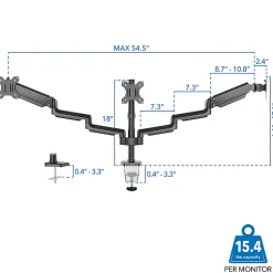 Mount-It! 27” Triple Monitor Mount With Gas Spring Arms, Black