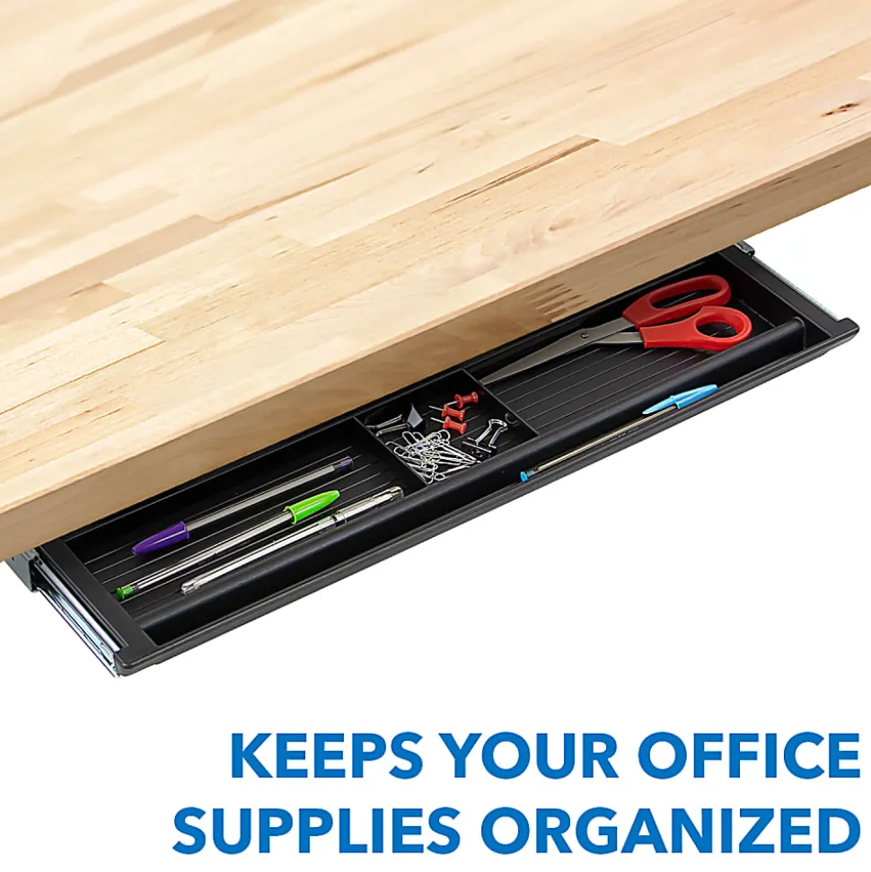 Mount-It! Under Desk Pencil Drawer, 2"H x 21-1/4"W x 5-5/8"D, Black