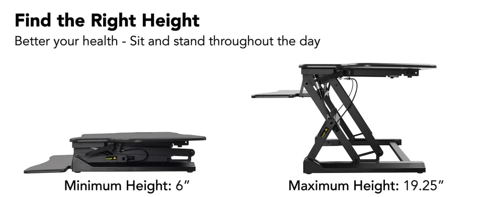 Mount-It! 49"W Height-Adjustable Standing Desk Converter, Black