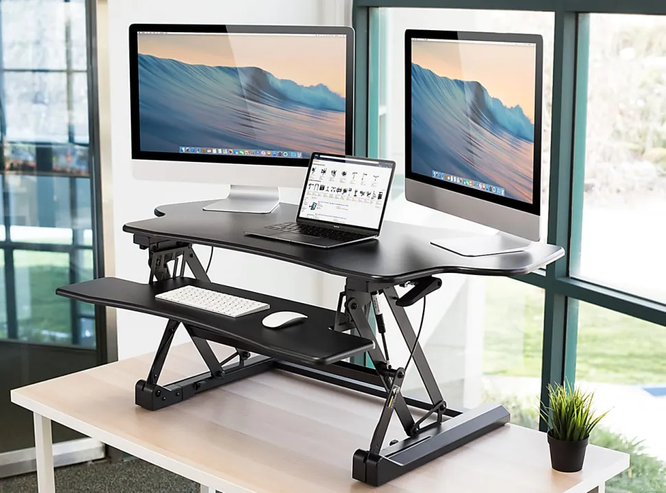 Mount-It! 49"W Height-Adjustable Standing Desk Converter, Black