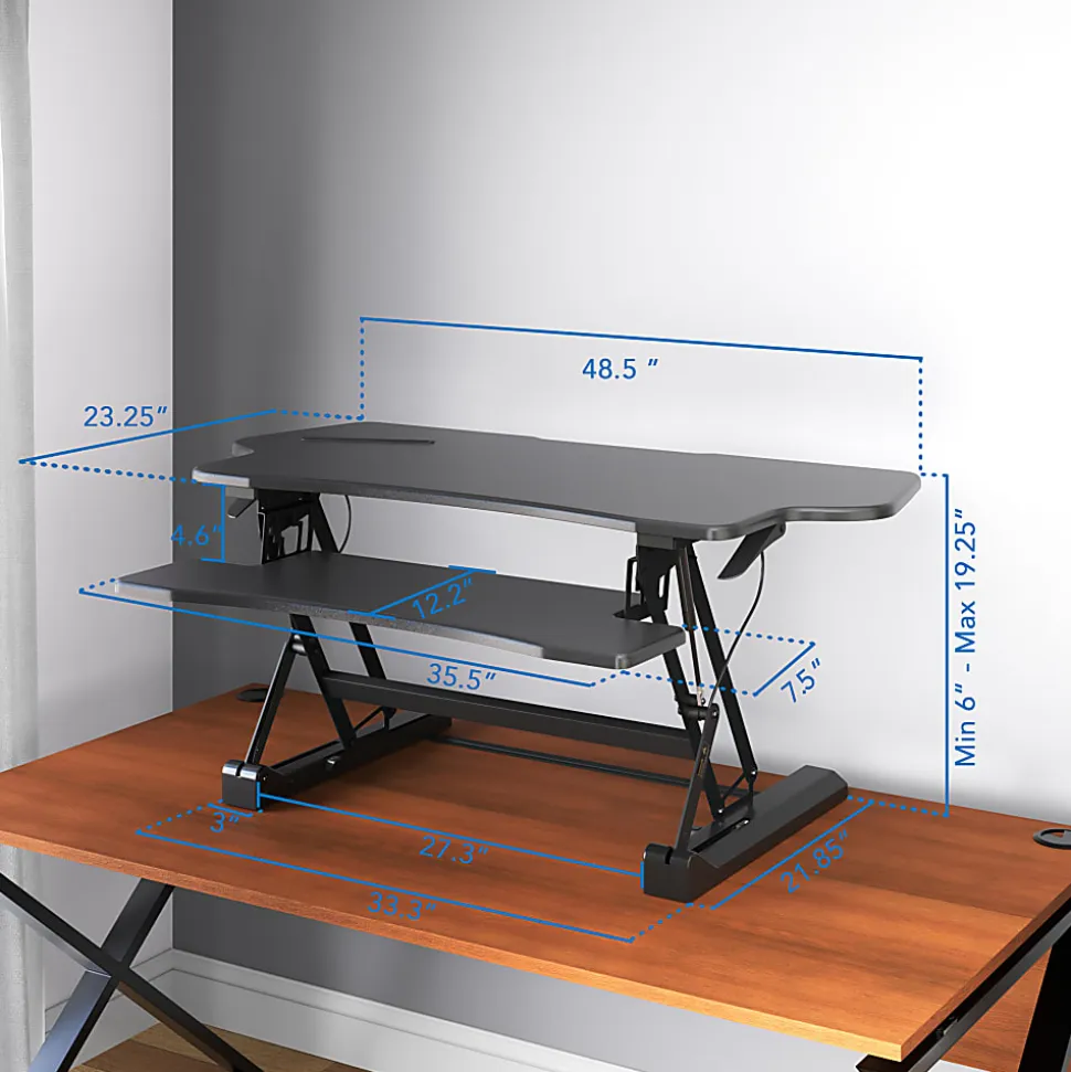 Mount-It! 49"W Height-Adjustable Standing Desk Converter, Black
