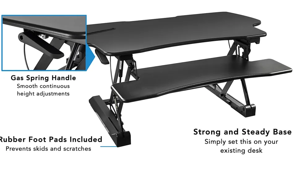 Mount-It! 49"W Height-Adjustable Standing Desk Converter, Black
