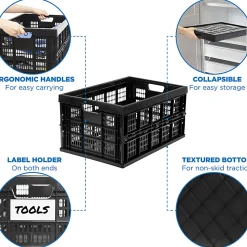 Mount-It! Work-It! Collapsible Milk Crates, Extra Large Size, Set Of 3