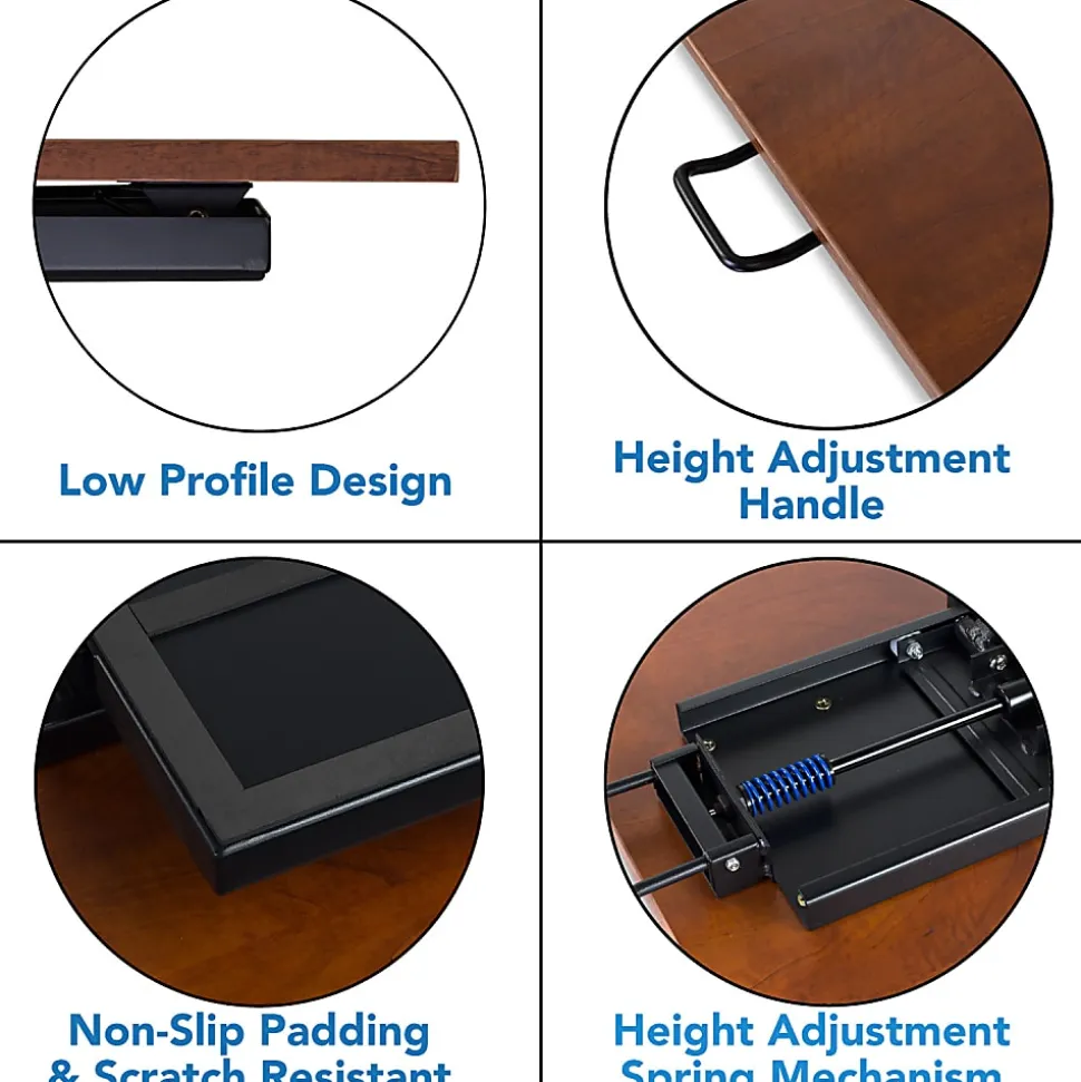Mount-It! X-Lift 32"W Standing Desk Converter With Adjustable Height, Brown